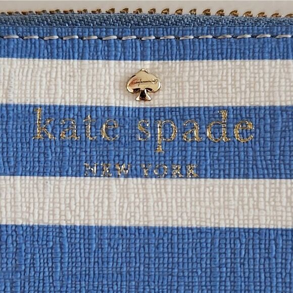 Kate Spade Blue and White Striped Wallet - Picture 2 of 11
